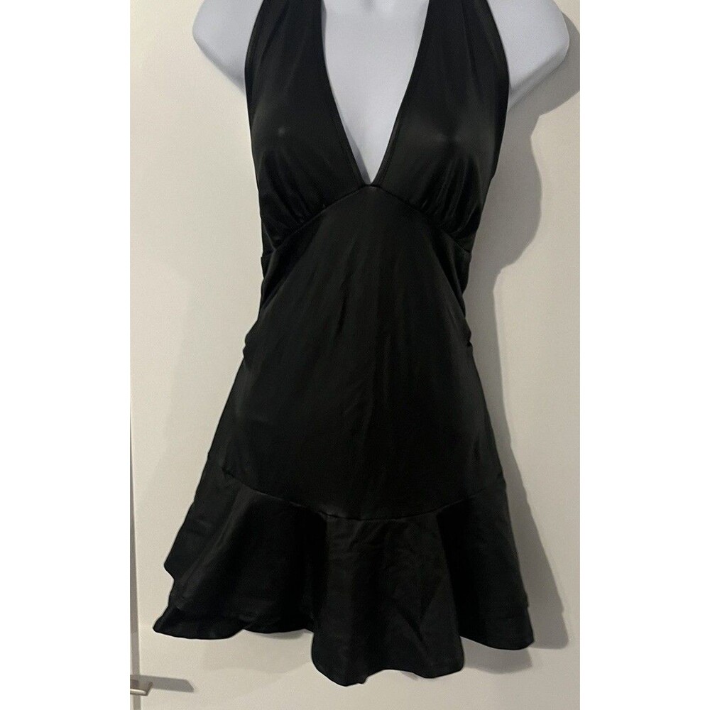 SHEIN SEXY Black Faux Leather Bodycon Midi Dress Open Back Club Party Sz Large
